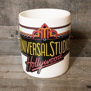 VINTAGE UNIVERSAL STUDIOS HOLLYWOOD PARK SOUVENIR COFFEE MUG DINER RETRO AD 90S